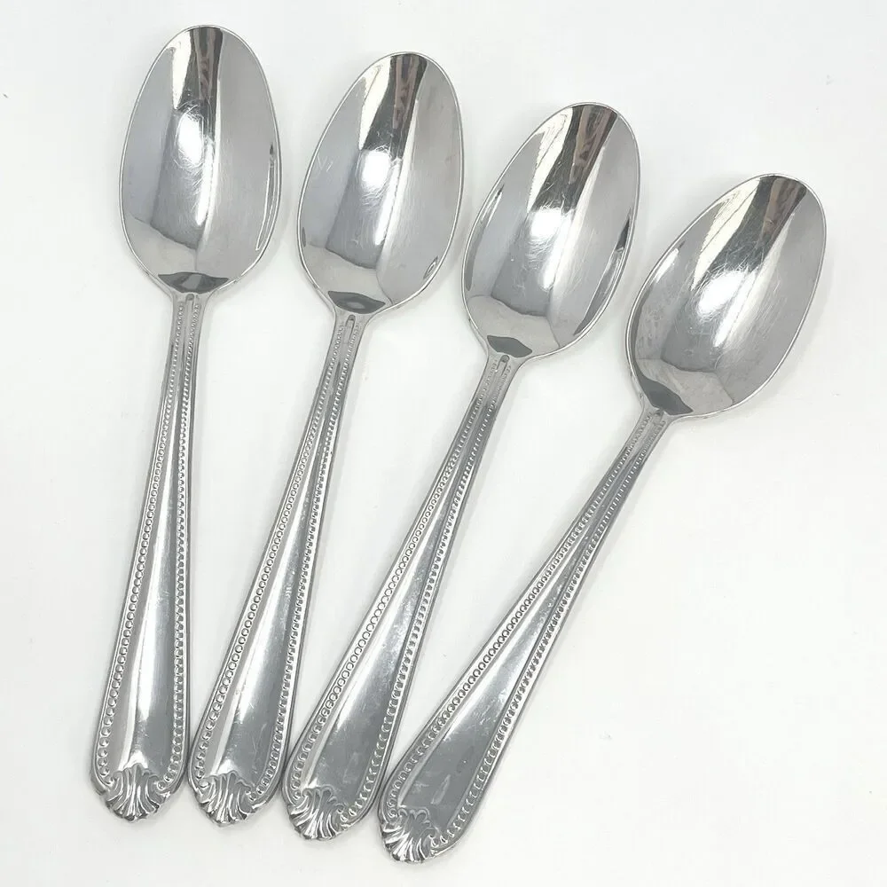 Lenox BEAD Stainless 18/10 Glossy Dinner Soup Spoon 7” Set Of 4 Replacement